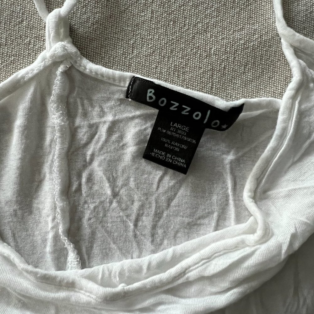 EUC Bozzolo Loose Fit V-Neck T Shirt Tank Top in White Sz L - Picture 3 of 4